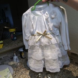 White & gold lace dress